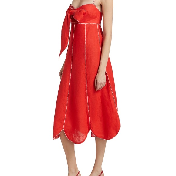 FARM Rio Red Scalloped Hem Dress - Picture 7 of 8